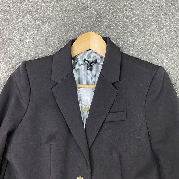 J. Crew Schoolboy Blazer Women's 10 Black Mercantile Gold Buttons Preppy Stretch - Picture 2 of 16
